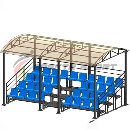 Купить Трибуна для зрителей 4 ряда на 34 места с навесом и перилами в Южно-Сухокумске 